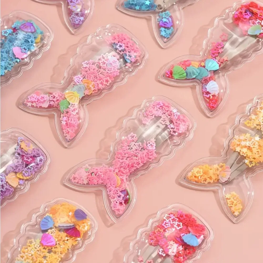 10-Pack Mermaid Tail Glitter Hair Clips Set